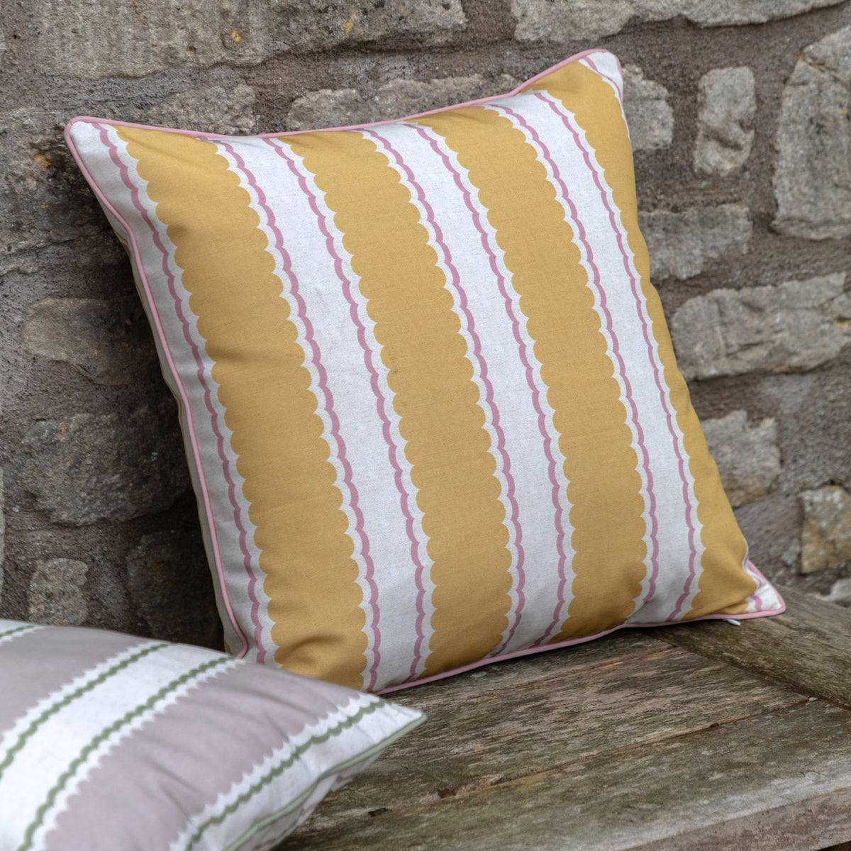 Gallery Direct Calivana Stripe Cushion Ochre/Pink Poly Filled - image 1