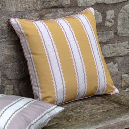 Gallery Direct Calivana Stripe Cushion Ochre/Pink Poly Filled - image 1