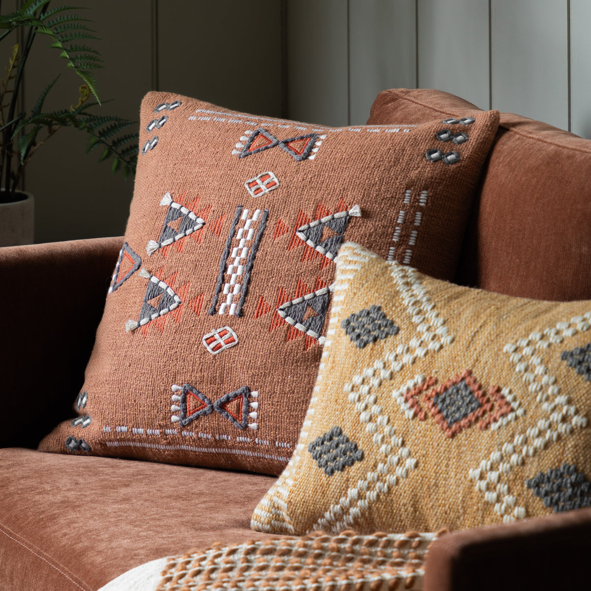 Gallery Direct Arlo Embellished Cushion Brown Feather Filled - image 1