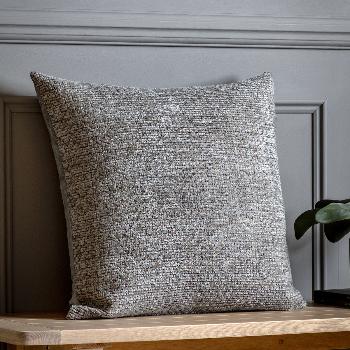 Gallery Direct Chenille Cushion Grey Poly Filled - image 1