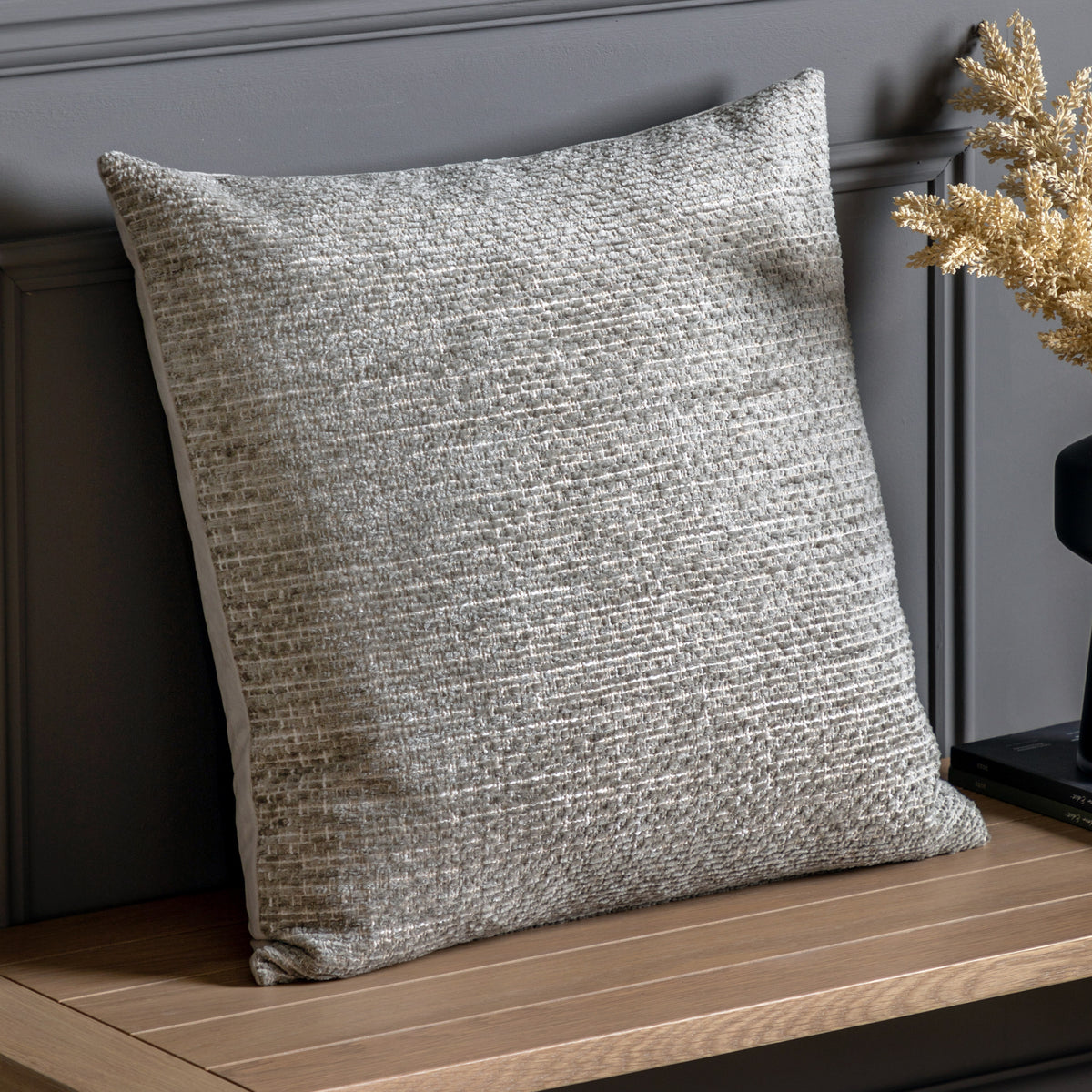 Gallery Direct Chenille Cushion Taupe Poly Filled - image 1