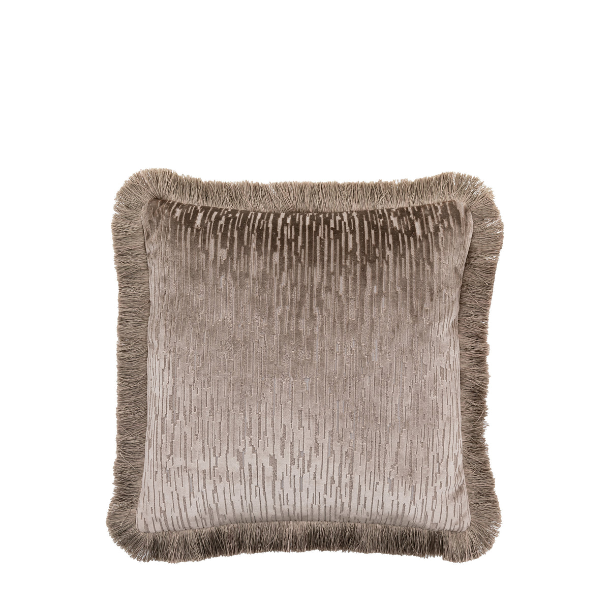 Gallery Direct Cut Velvet Fringe Cushion Silver Poly Filled - image 2