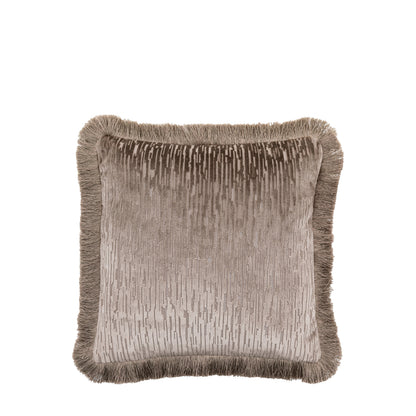 Gallery Direct Cut Velvet Fringe Cushion Silver Poly Filled - image 2