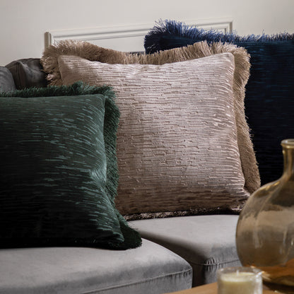 Gallery Direct Cut Velvet Fringe Cushion Silver Poly Filled - image 1