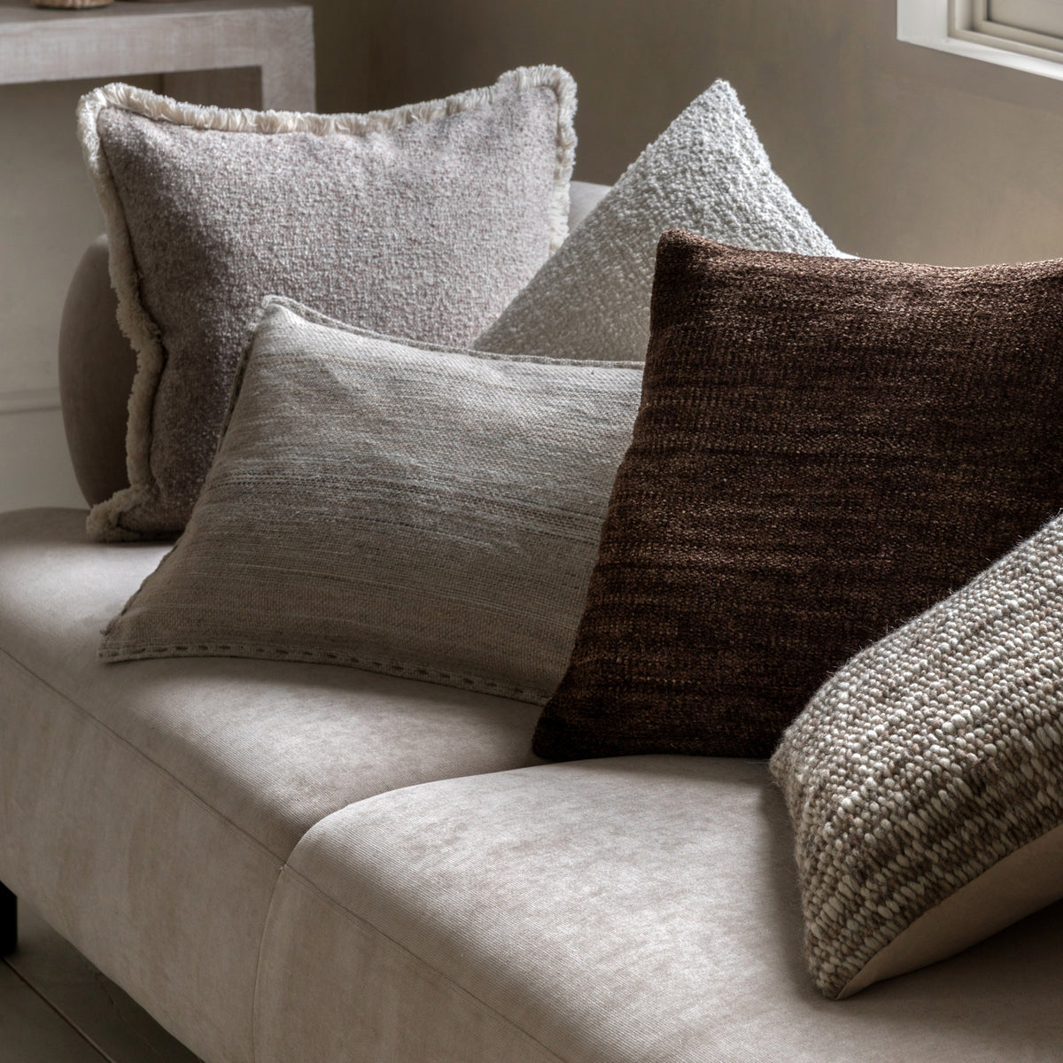 Gallery Direct Kendal Chenille Cushion Brown Feather Filled - image 4