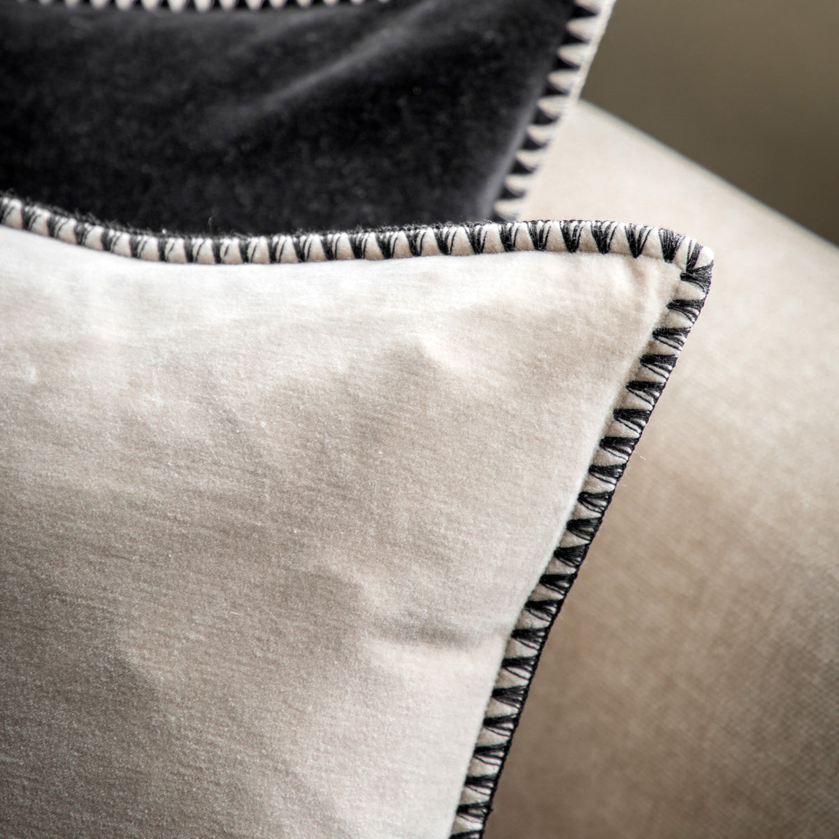 Gallery Direct Nico Velvet Cushion Taupe Poly Filled - image 3