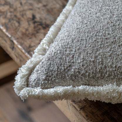 Gallery Direct Woodleigh Fringe Cushion Stone Feather Filled - image 3