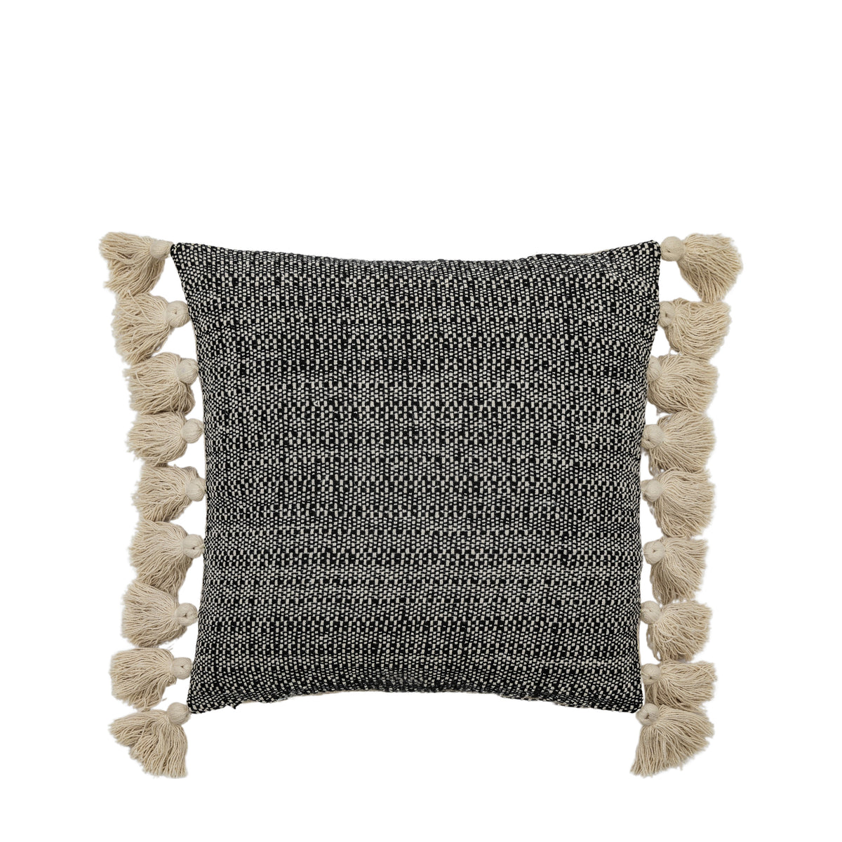 Gallery Direct Woven Cushion with Tassels Black Poly Filled - image 2