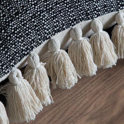 Gallery Direct Woven Cushion with Tassels Black Poly Filled - image 4