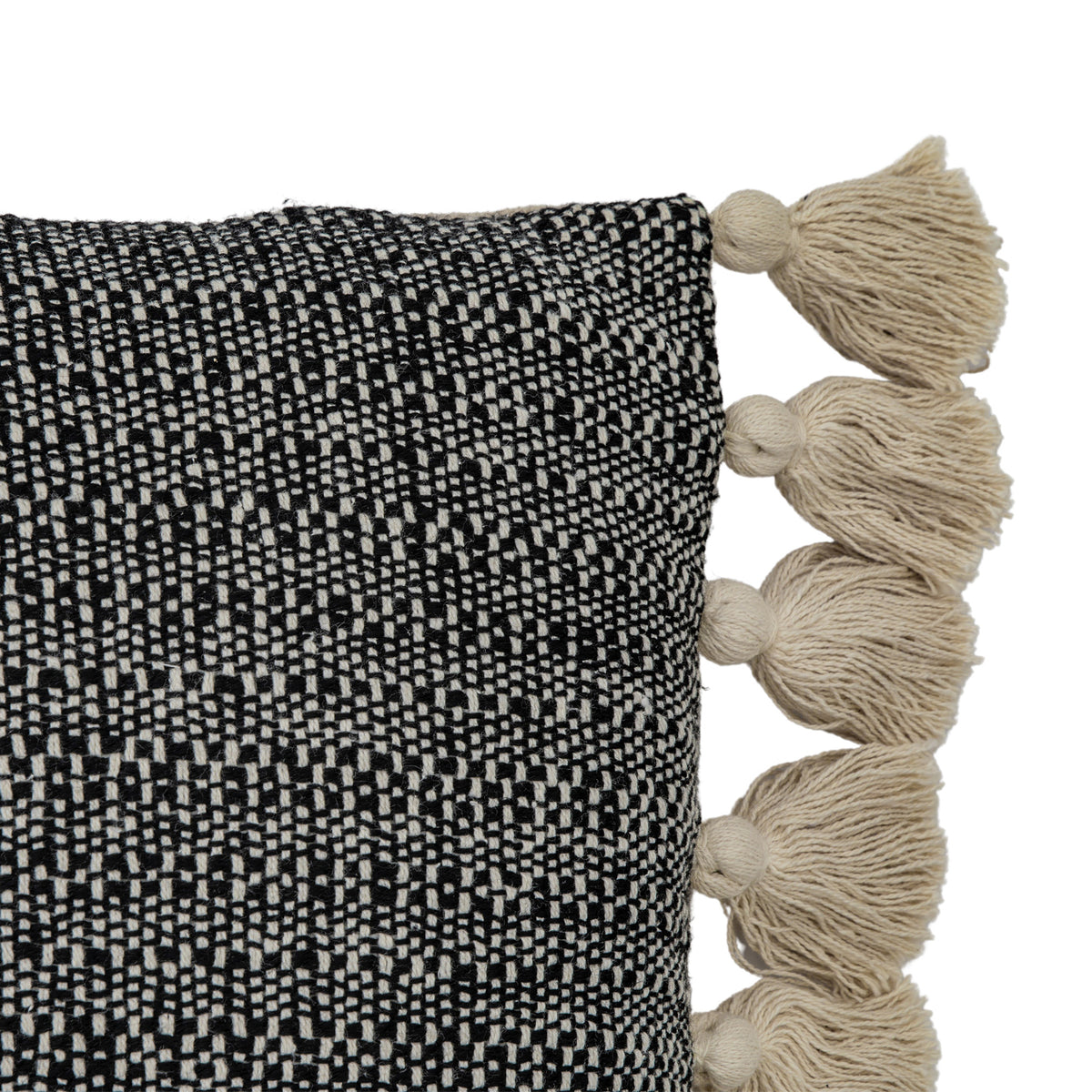 Gallery Direct Woven Cushion with Tassels Black Poly Filled - image 6
