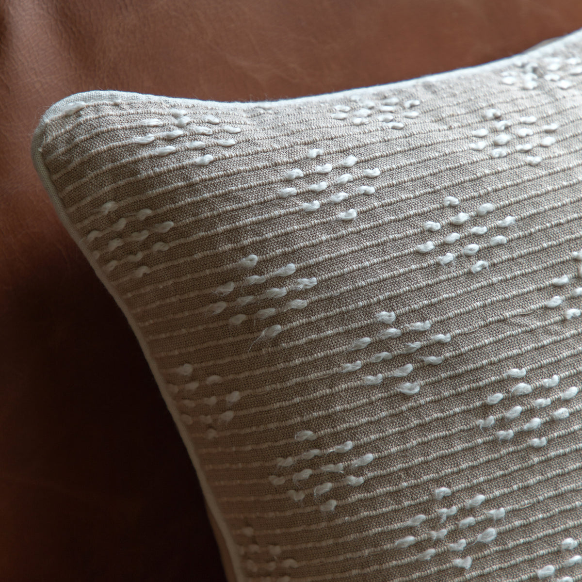 Gallery Direct Lanzo Woven Cushion Taupe Poly Filled - image 3