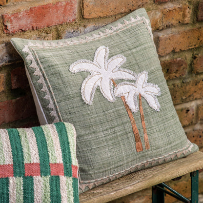 Gallery Direct Nohea Emb Palm Tree Cushion Sage Poly Filled - image 1