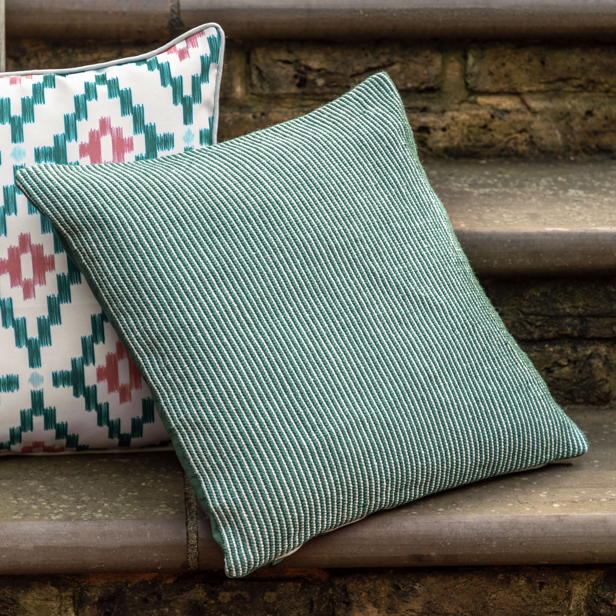 Gallery Direct Ula Pinstripe Cushion Green Poly Filled - image 1