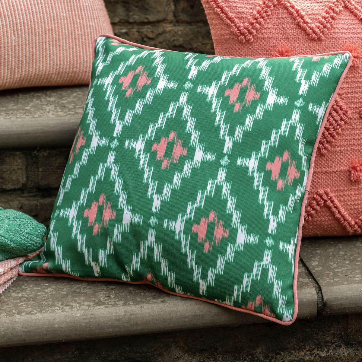 Gallery Direct Aroha Geo Printed Cushion Green Poly Filled - image 1