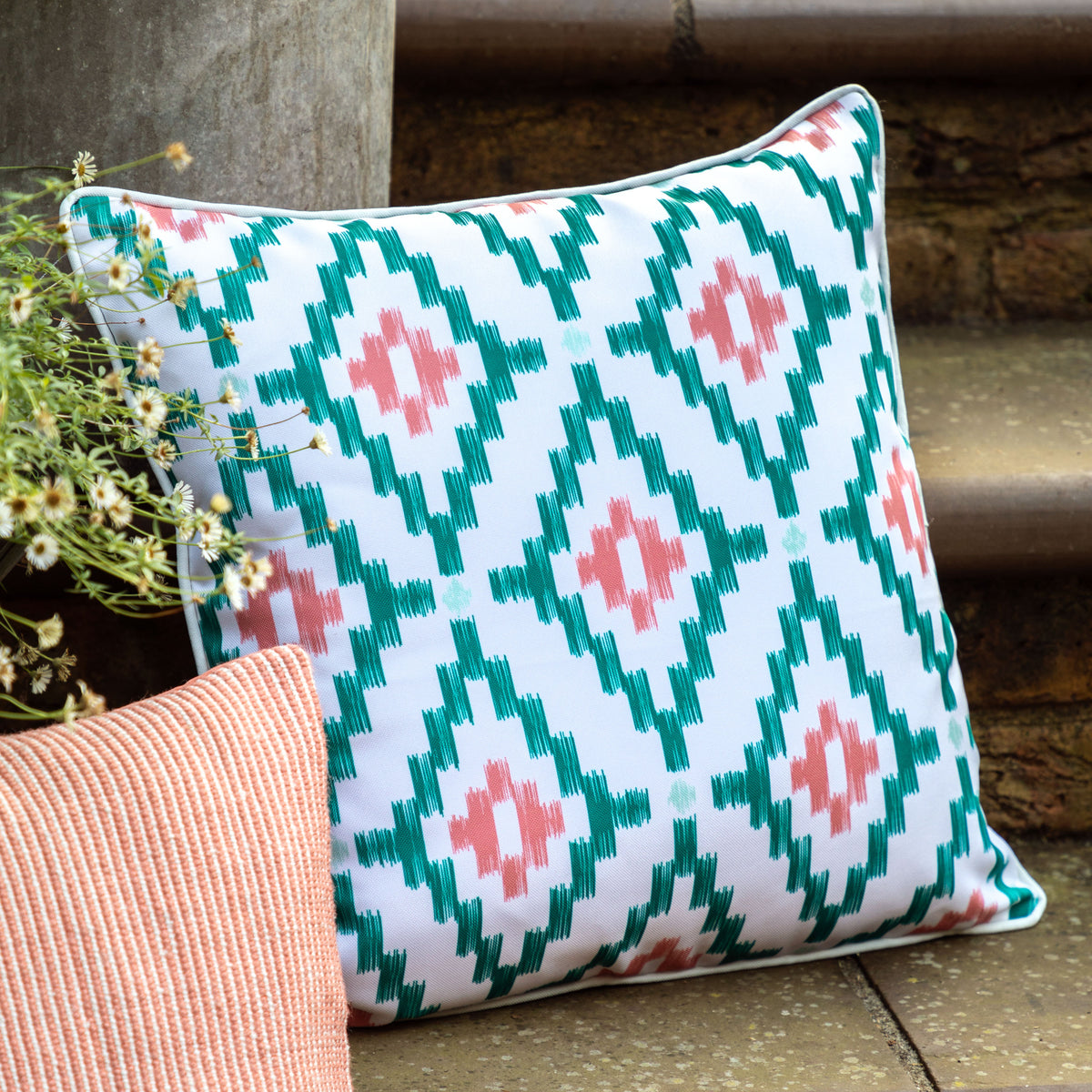 Gallery Direct Aroha Geo Printed Cushion Apricot Poly Filled - image 1