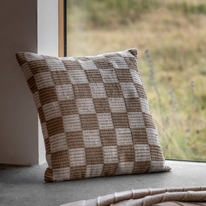 Gallery Direct Winster Check Woven Cushion Taupe Poly Filled - image 1