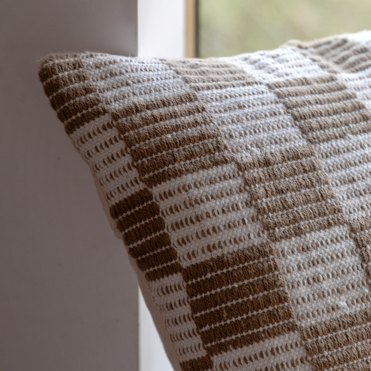 Gallery Direct Winster Check Woven Cushion Taupe Poly Filled - image 3
