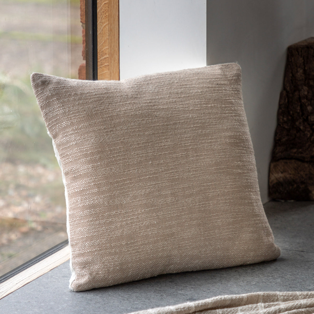 Gallery Direct Dunham Slub Cushion Taupe Poly Filled - image 1