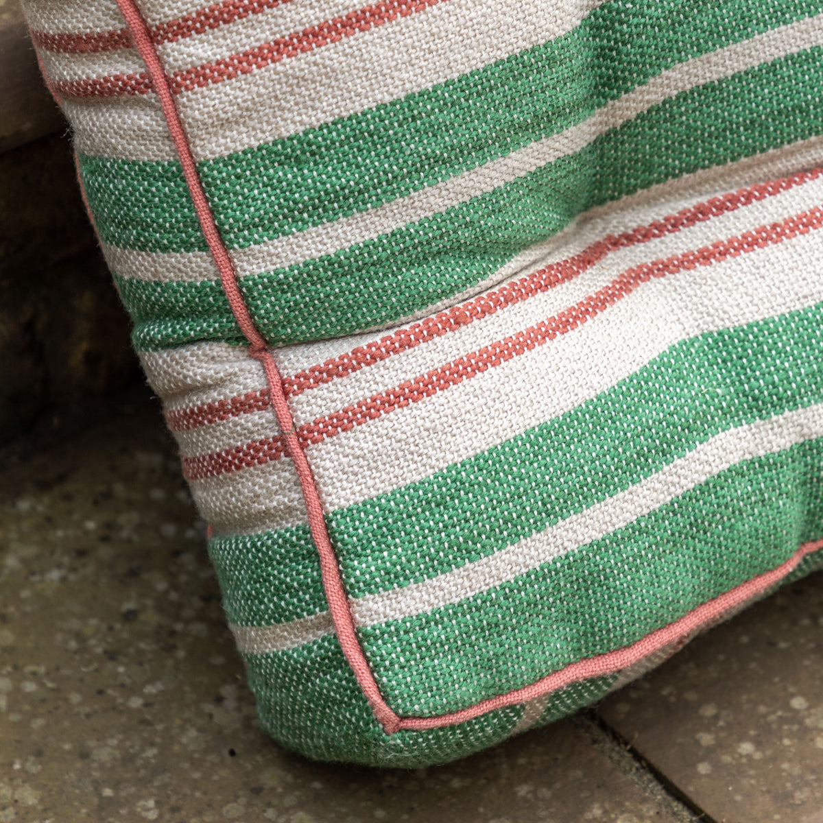 Gallery Direct Sina Stripe Woven Floor Cushion Green Poly Filled - image 3