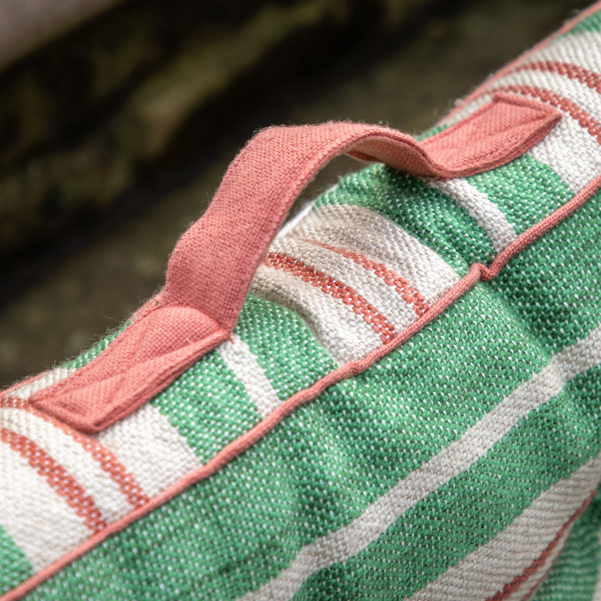 Gallery Direct Sina Stripe Woven Floor Cushion Green Poly Filled - image 4