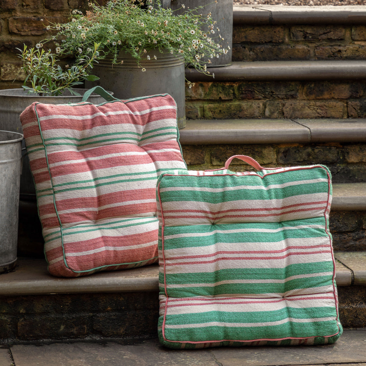 Gallery Direct Sina Stripe Woven Floor Cushion Green Poly Filled - image 5