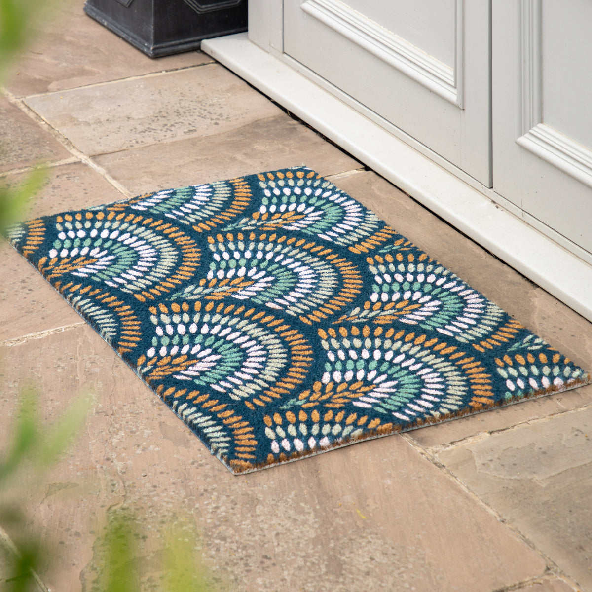Gallery Direct Ikat Navy Peacock Doormat - image 1