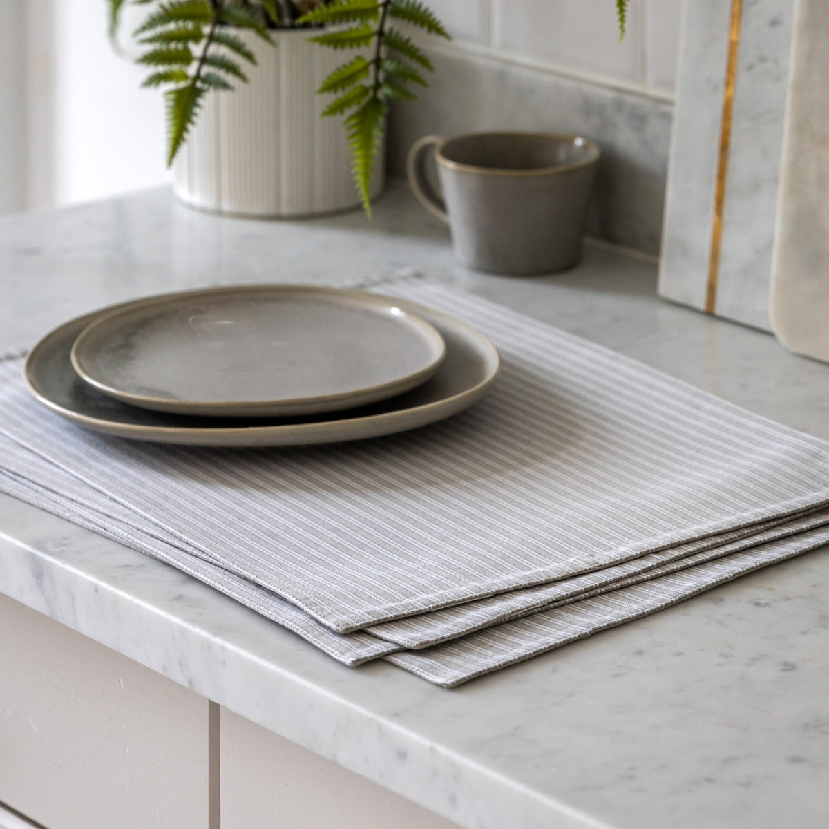 Gallery Direct Woven Striped Placemat Grey (4pk) - image 1