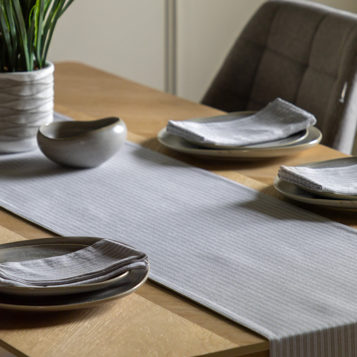 Gallery Direct Woven Striped Table Runner Grey - Large - image 1