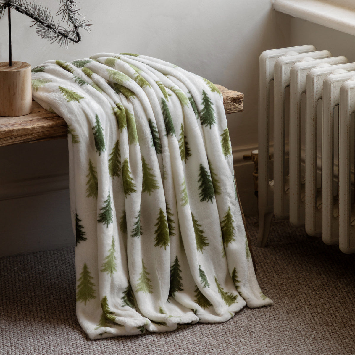 Gallery Direct Woodland Tree Printed Fleece Throw - image 1