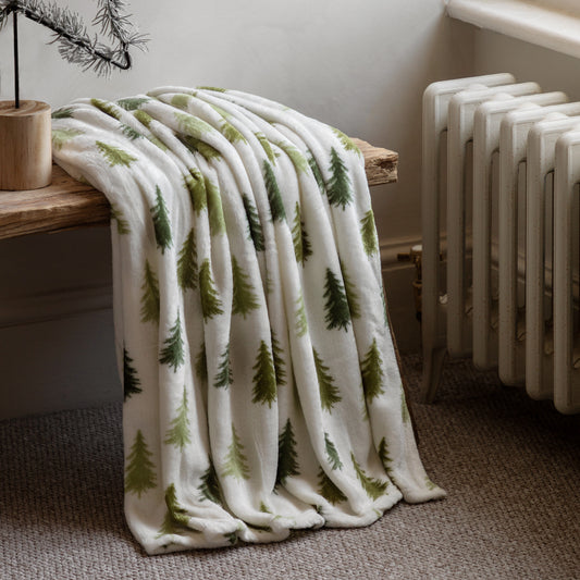 Gallery Direct Woodland Tree Printed Fleece Throw - image 1