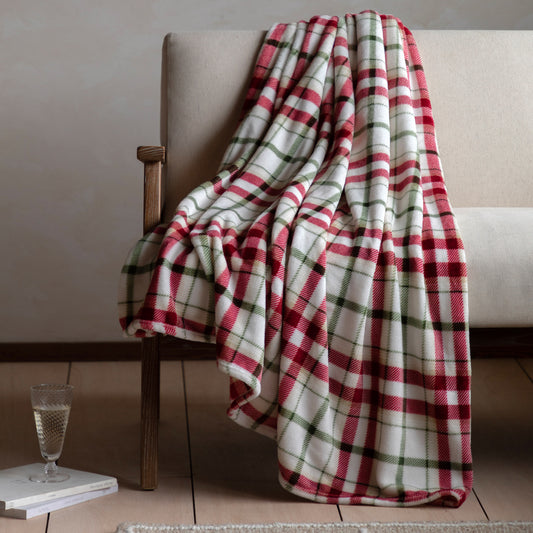 Gallery Direct Heritage Check Rolled Fleece Red - image 1