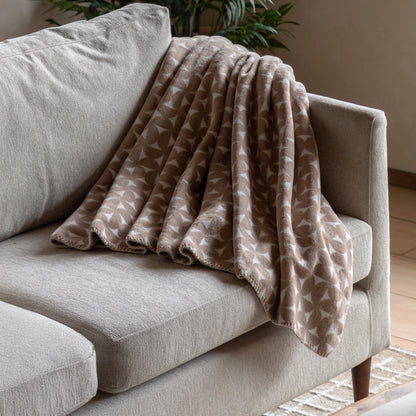 Gallery Direct Modern Geo Flannel Throw Taupe - image 1