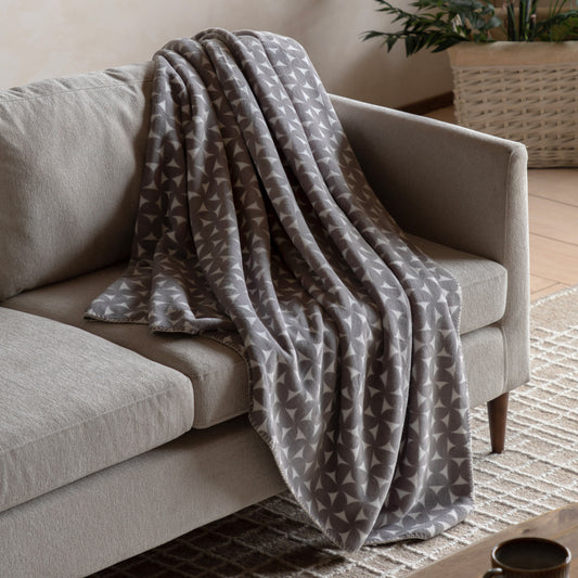 Gallery Direct Modern Geo Flannel Throw Grey - image 1