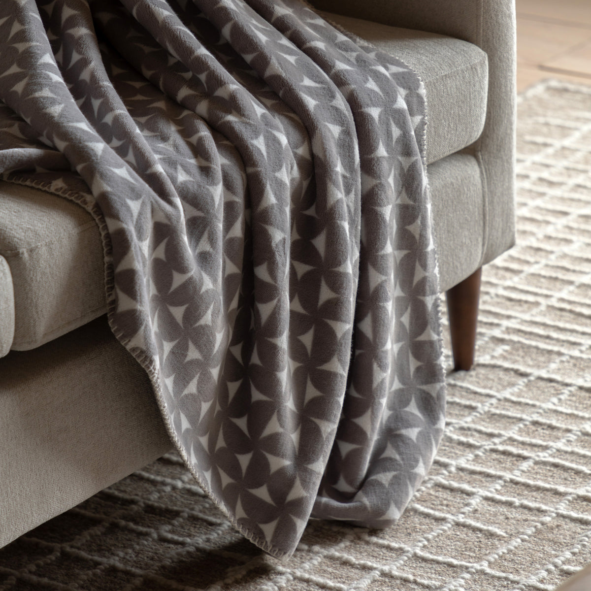 Gallery Direct Modern Geo Flannel Throw Grey - image 3