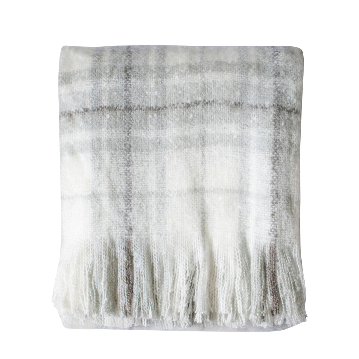 Gallery Direct Check Faux Mohair Throw Grey - image 2