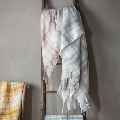 Gallery Direct Check Faux Mohair Throw Grey - image 1