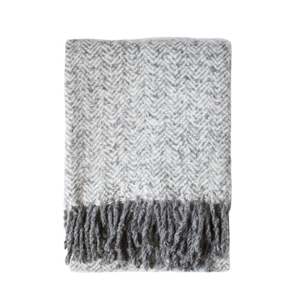 Gallery Direct Herringbone Faux Mohair Throw Grey - image 2
