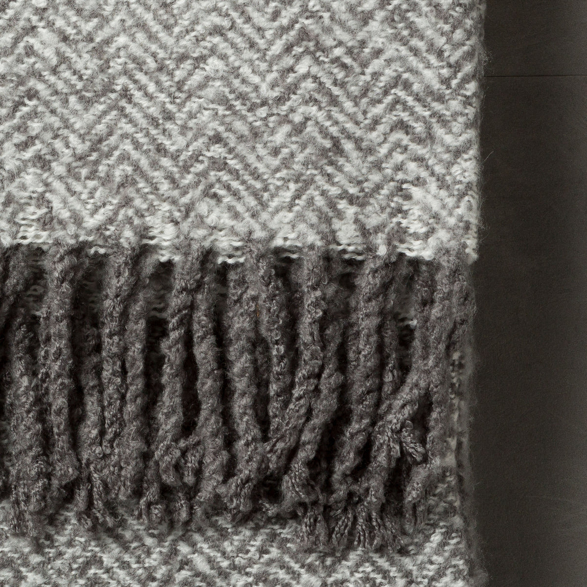 Gallery Direct Herringbone Faux Mohair Throw Grey - image 1