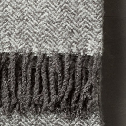 Gallery Direct Herringbone Faux Mohair Throw Grey - image 1