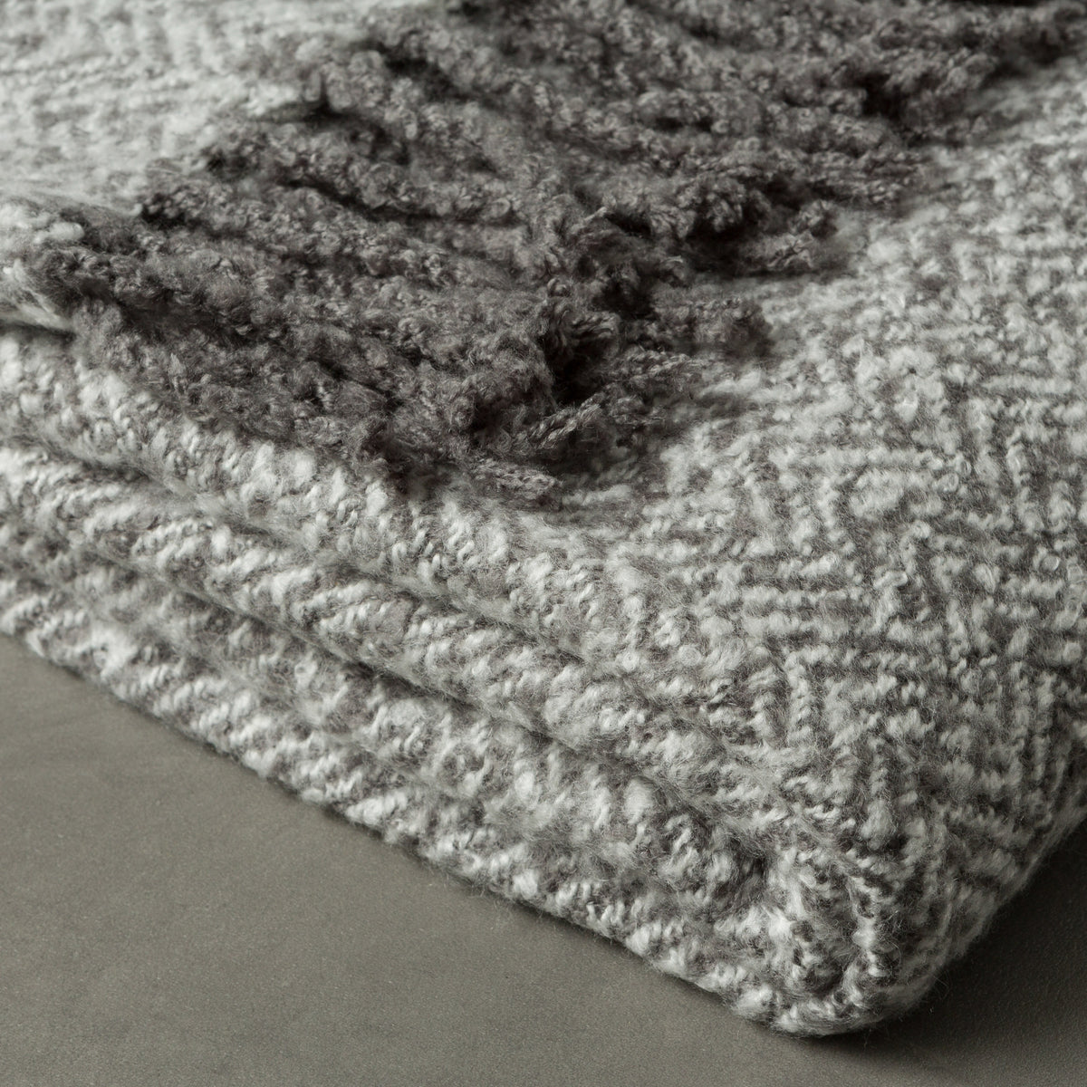 Gallery Direct Herringbone Faux Mohair Throw Grey - image 3