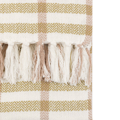 Gallery Direct Arvo Grid Woven Throw Green / Rust - image 2