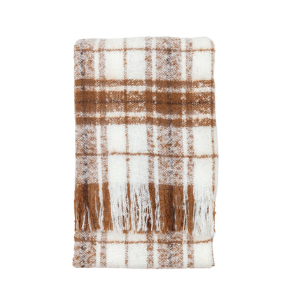 Gallery Direct Check Faux Mohair Throw Tan - image 2
