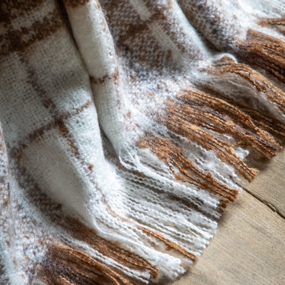 Gallery Direct Check Faux Mohair Throw Tan - image 3