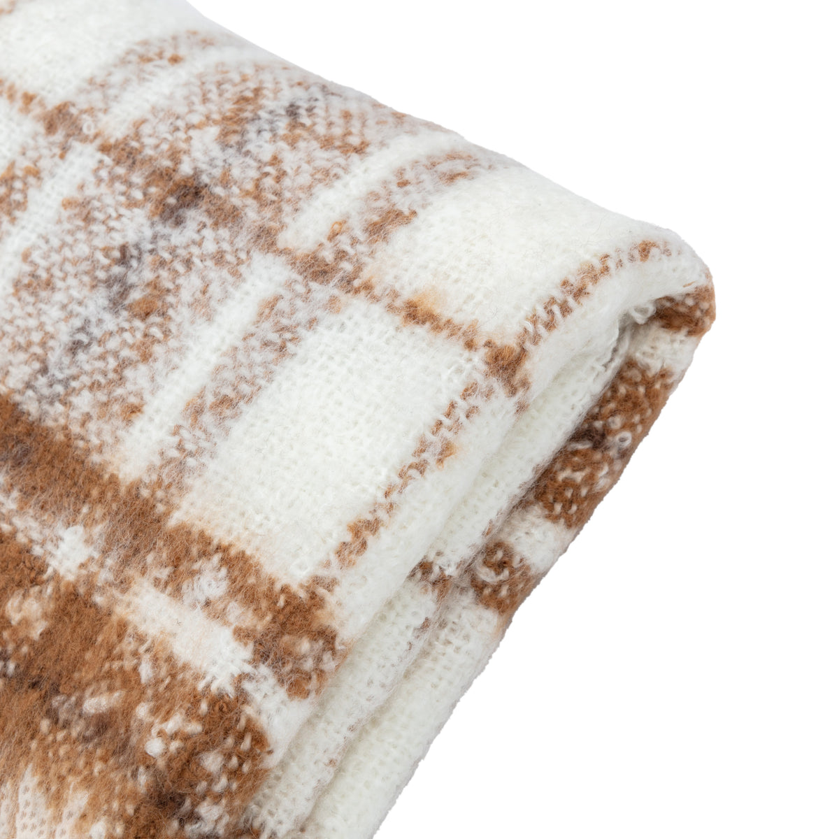 Gallery Direct Check Faux Mohair Throw Tan - image 5