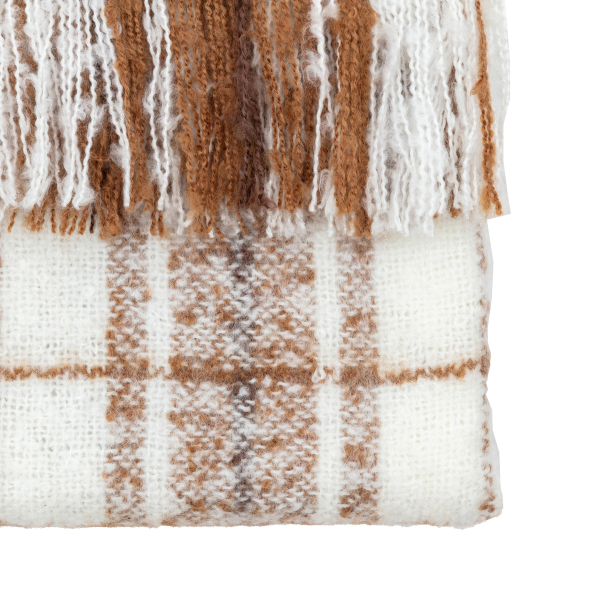 Gallery Direct Check Faux Mohair Throw Tan - image 6