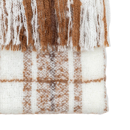 Gallery Direct Check Faux Mohair Throw Tan - image 6