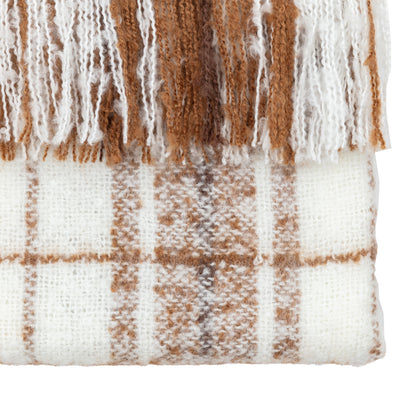 Gallery Direct Check Faux Mohair Throw Tan - image 7
