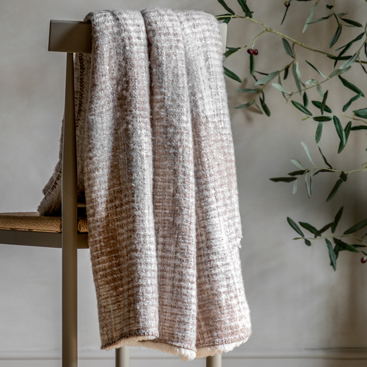 Gallery Direct Woven Natural Faux Mohair Sherpa Throw - image 1