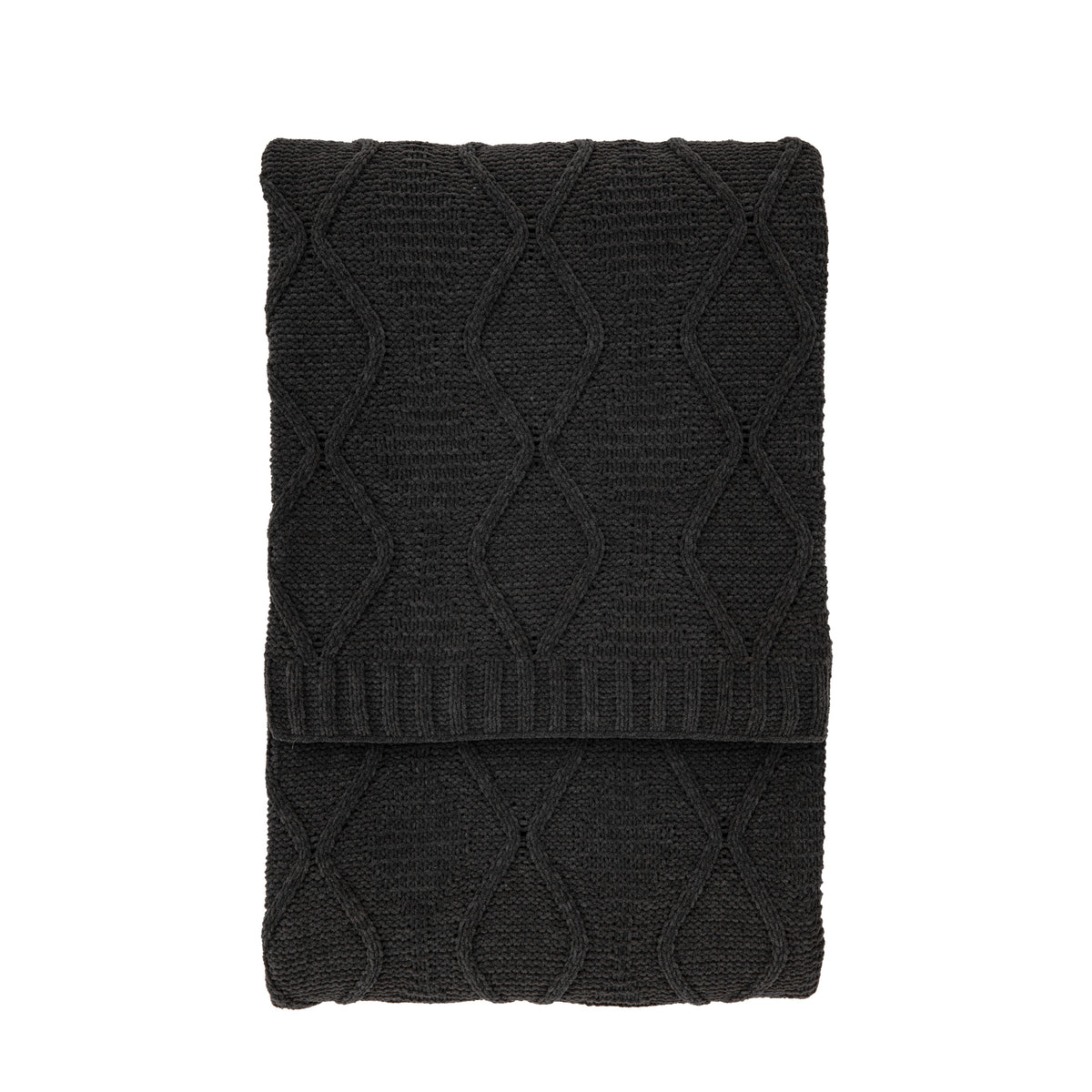 Gallery Direct Chenille Cable Throw Grey - image 2