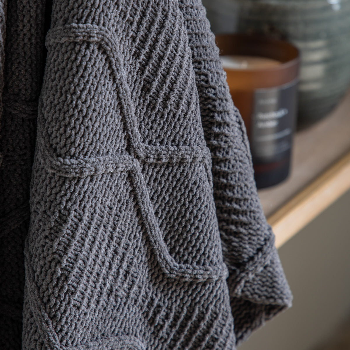 Gallery Direct Chenille Cable Throw Grey - image 3